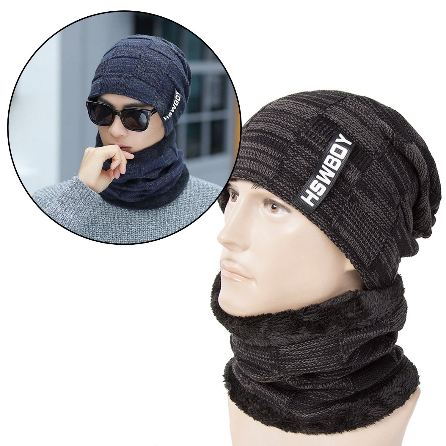 Ultra Soft Unisex Woollen Beanie Cap Plus Muffler Scarf Ultra Soft Unisex Woollen Beanie Cap Plus Muffler Scarf